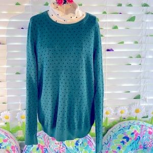 Tommy Hilfiger green with navy dots crew neck sweater
